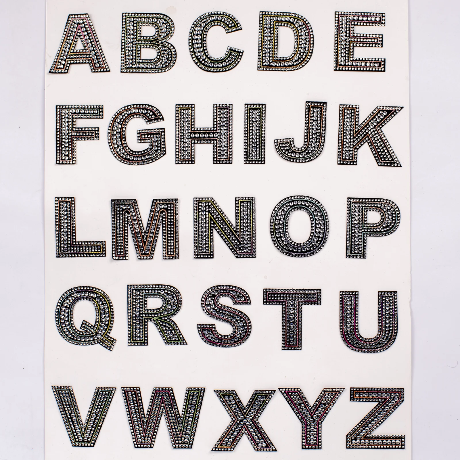 Black double-row crystal uppercase letter patch alphabet