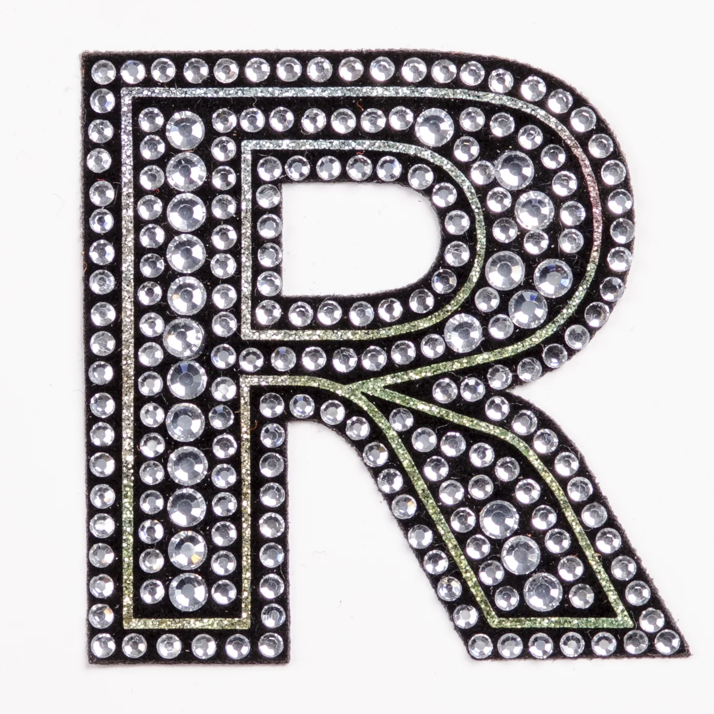 Double-row crystal letter R patch