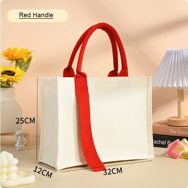 Compact Ribbon-Strap Canvas Tote Bag