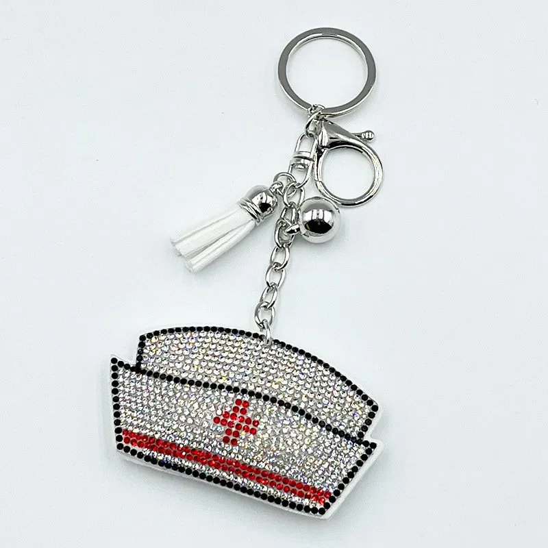 Crystal nurse cap rhinestone keychain, item HC-YWXK-045
