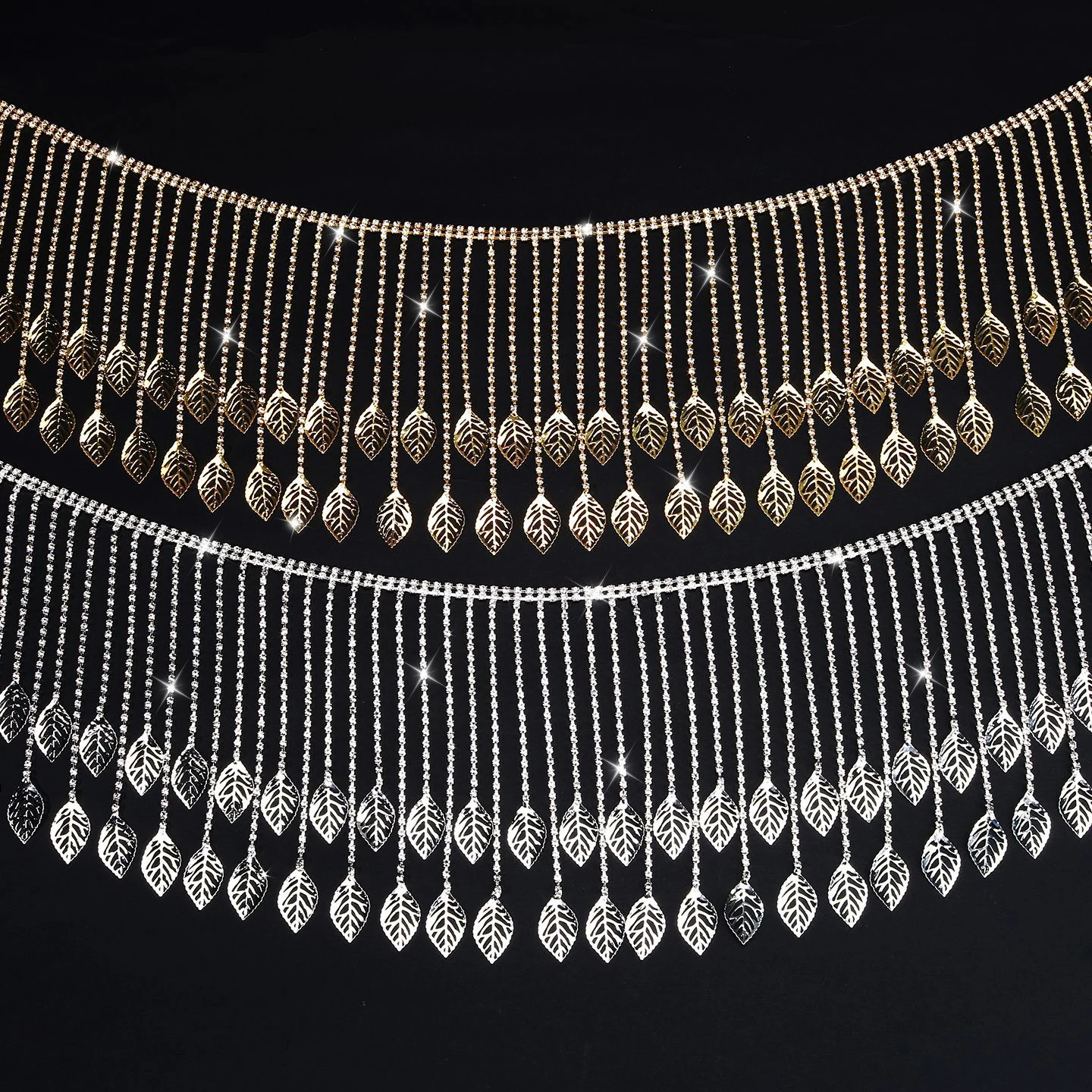 13 cm Leaf Drop Rhinestone Fringe