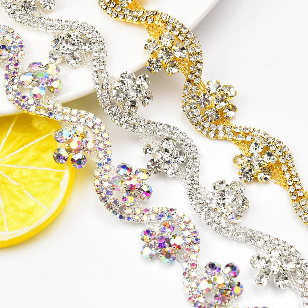 2 cm S-Shape Sunflower Rhinestone Chain
