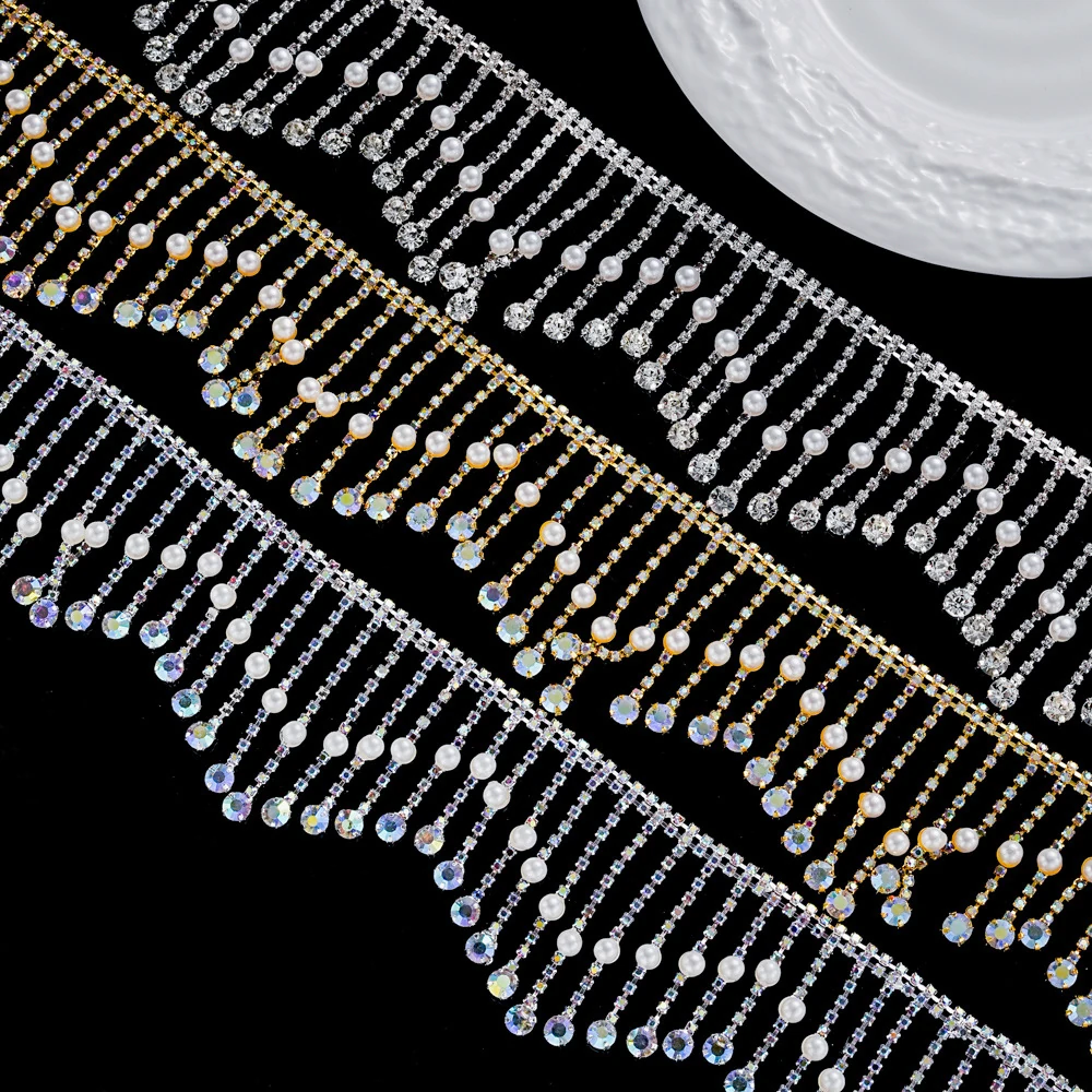 6.8 cm Pearl Drop Rhinestone Fringe