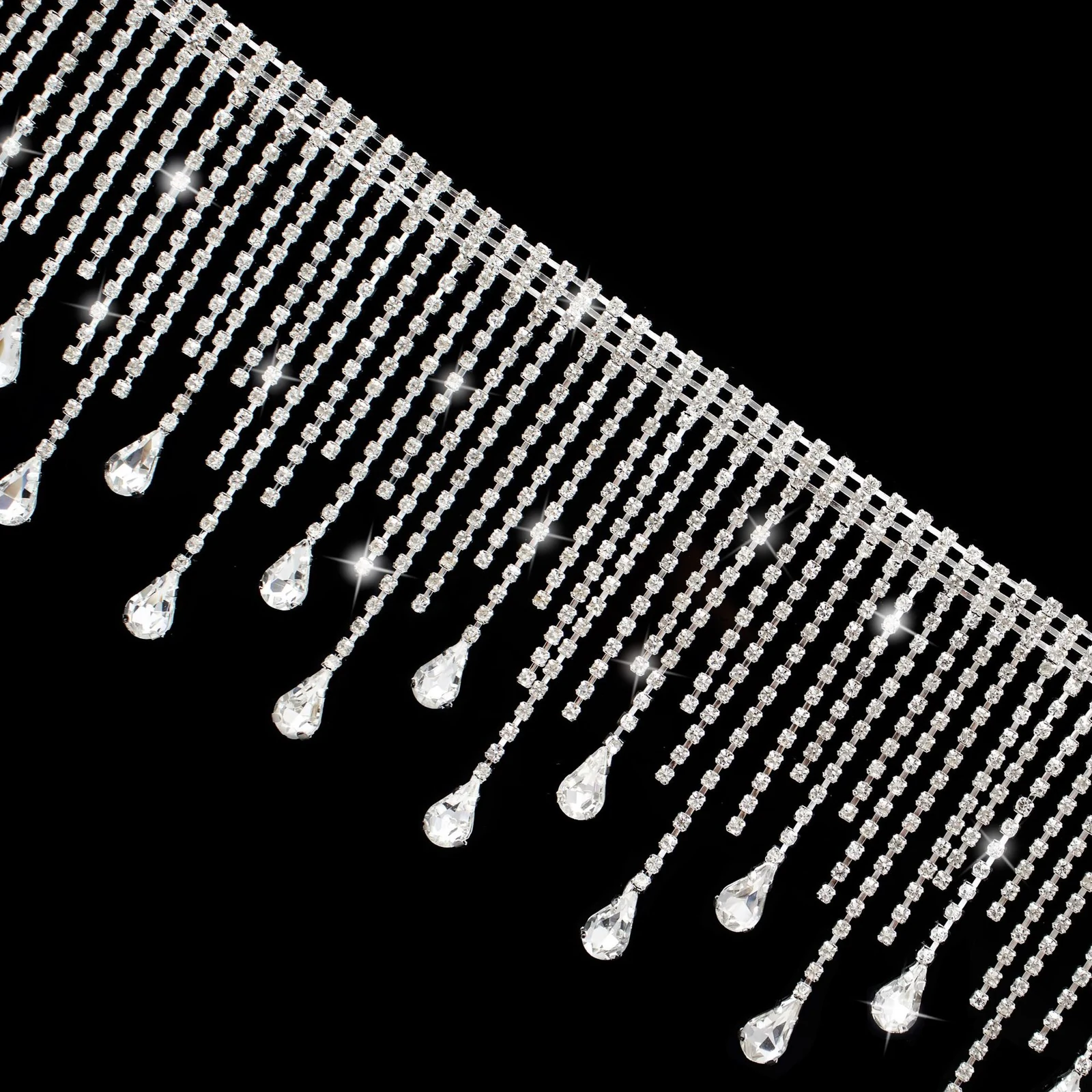 9 cm Teardrop Rhinestone Fringe Trim