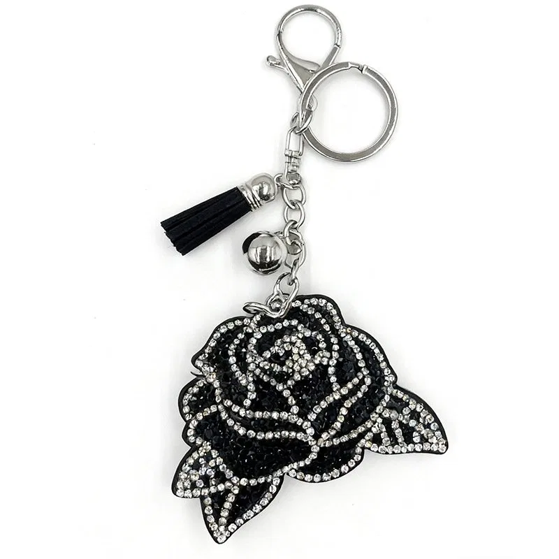 Black Crystal Rose Keychain