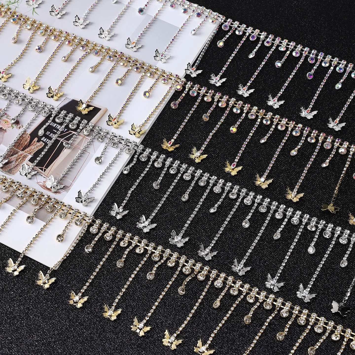Butterfly Tassel Rhinestone Fringe Chain