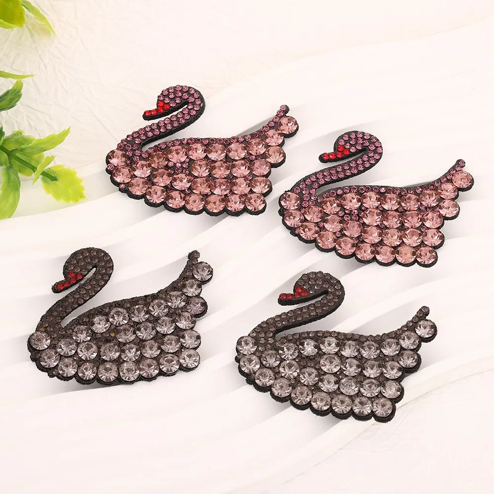 Classic Swan Rhinestone Iron-on Patch
