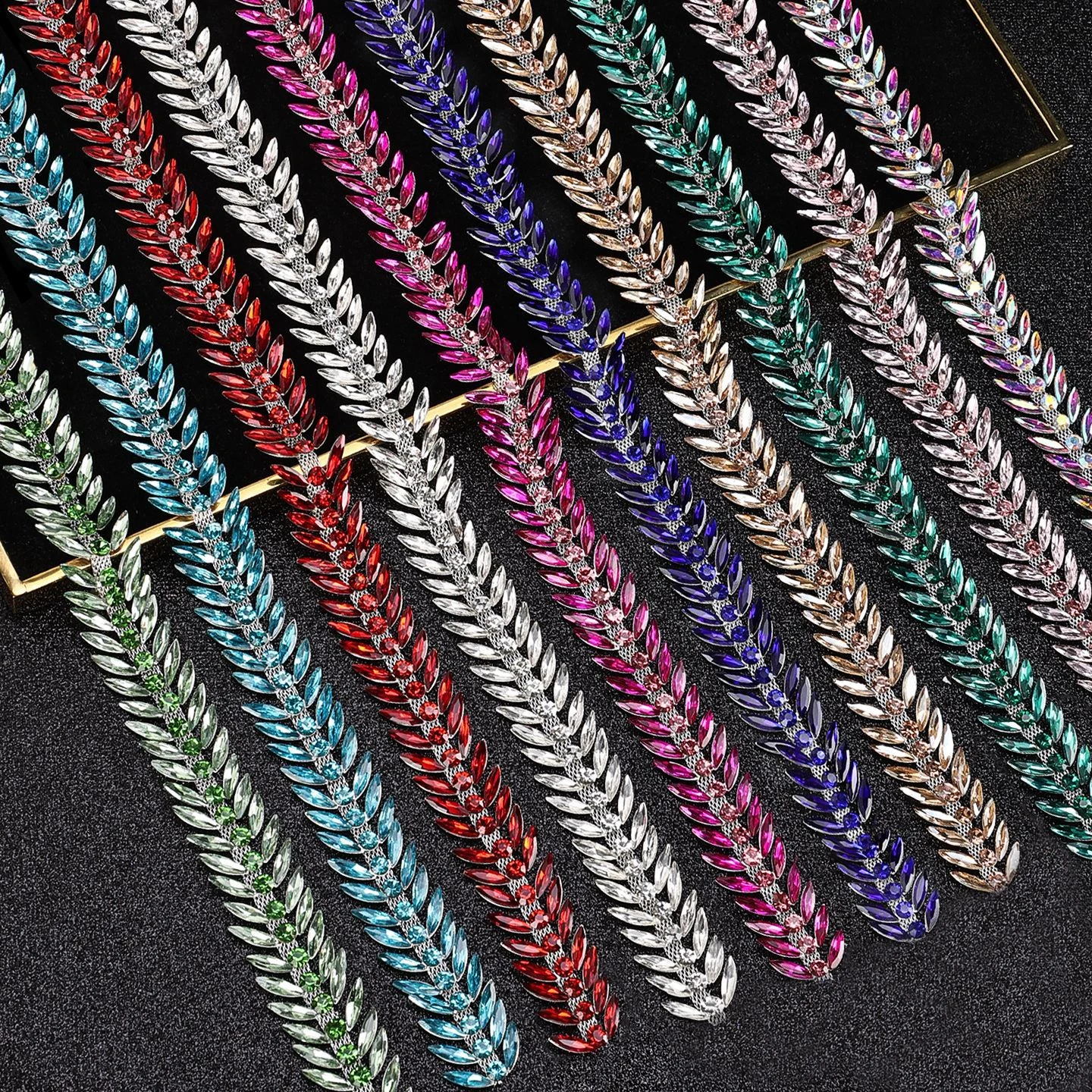 Colorful Leaf Rhinestone Chain