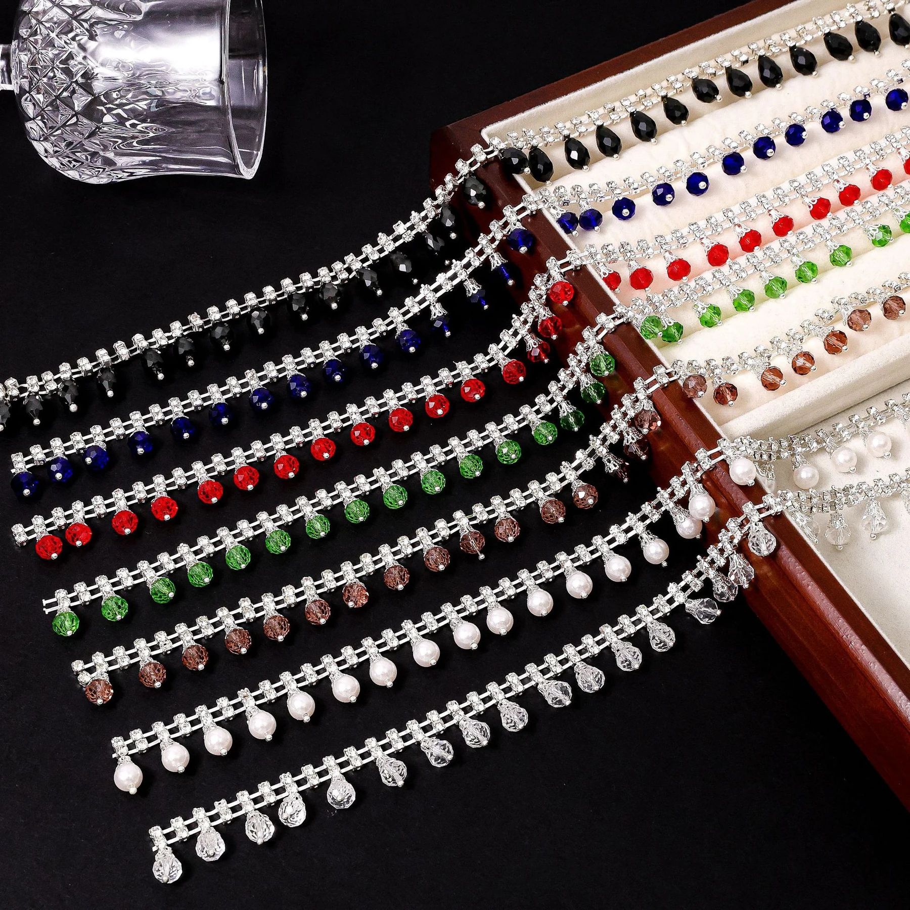 Crystal Bead Drop Rhinestone Chain