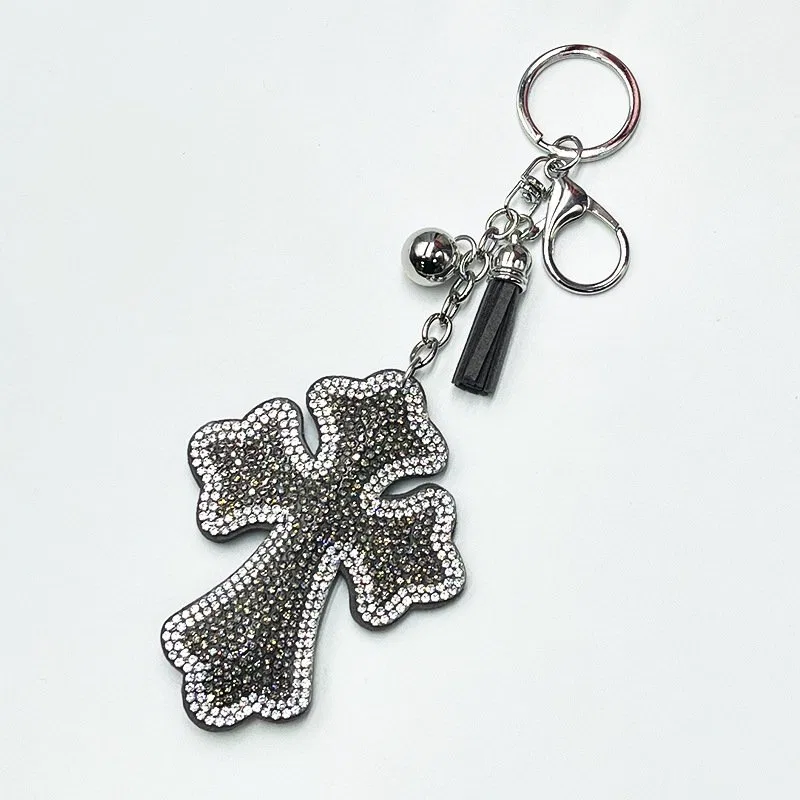 Crystal Cross Keychain with Tassel