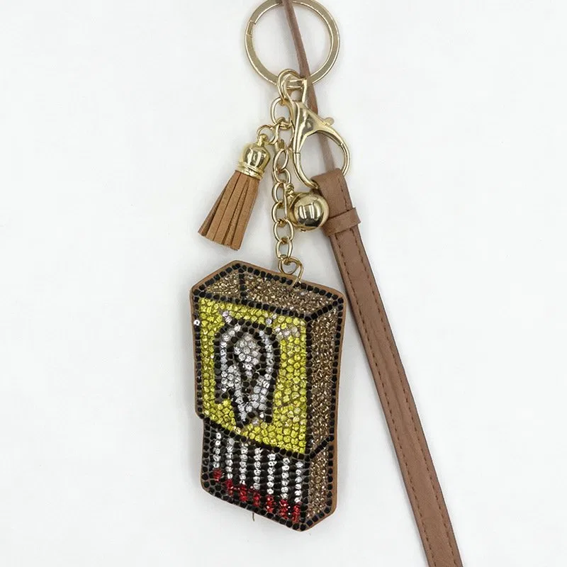 Crystal Matchbox Keychain Charm with Tassel