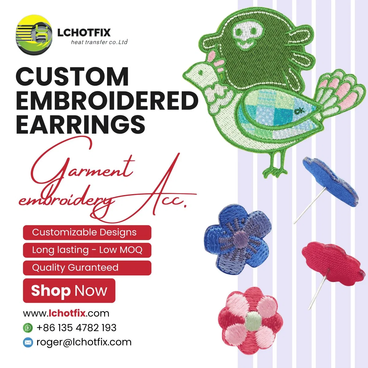 Custom Embroidered Sunflower Earrings