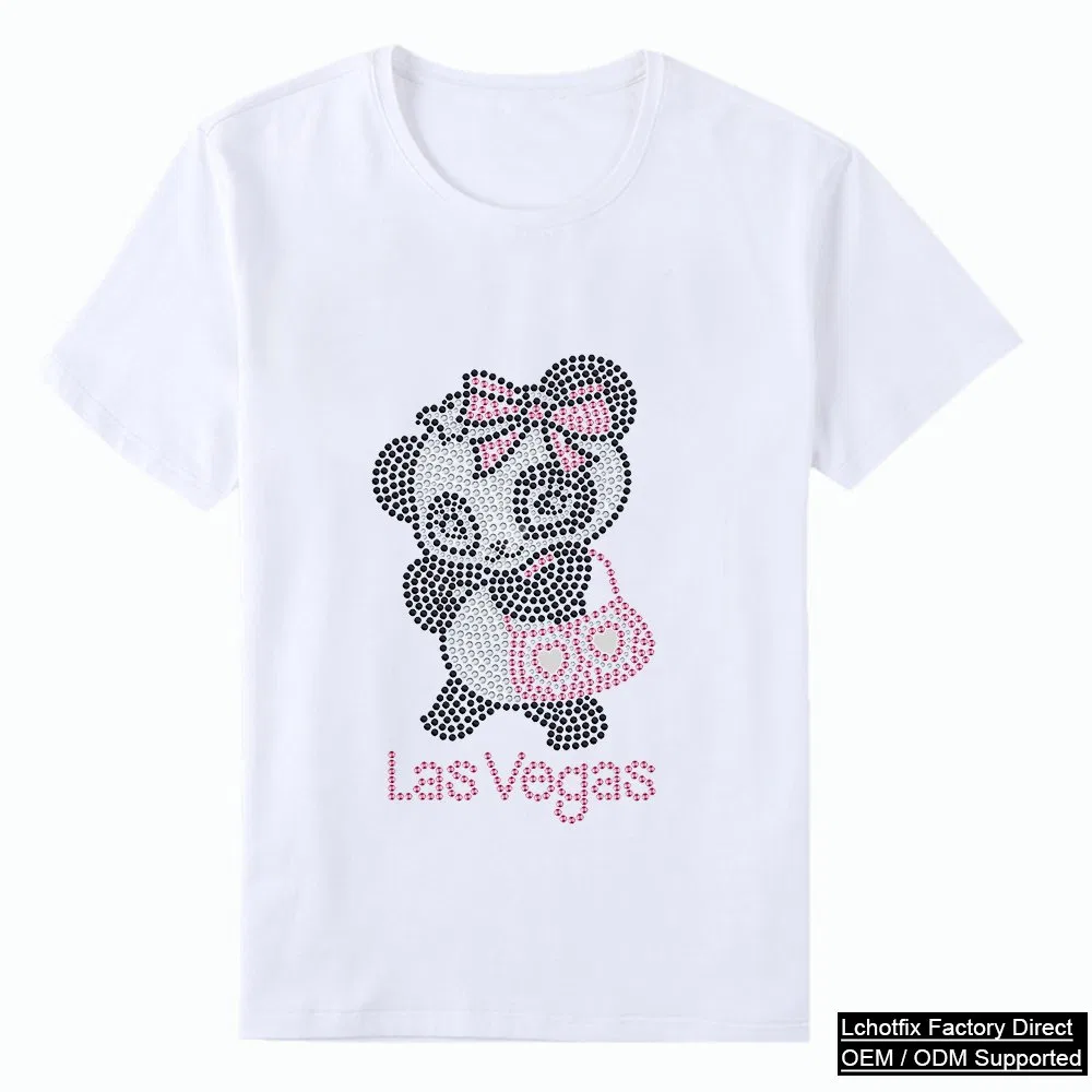 Cute Panda Las Vegas Rhinestone T-Shirt