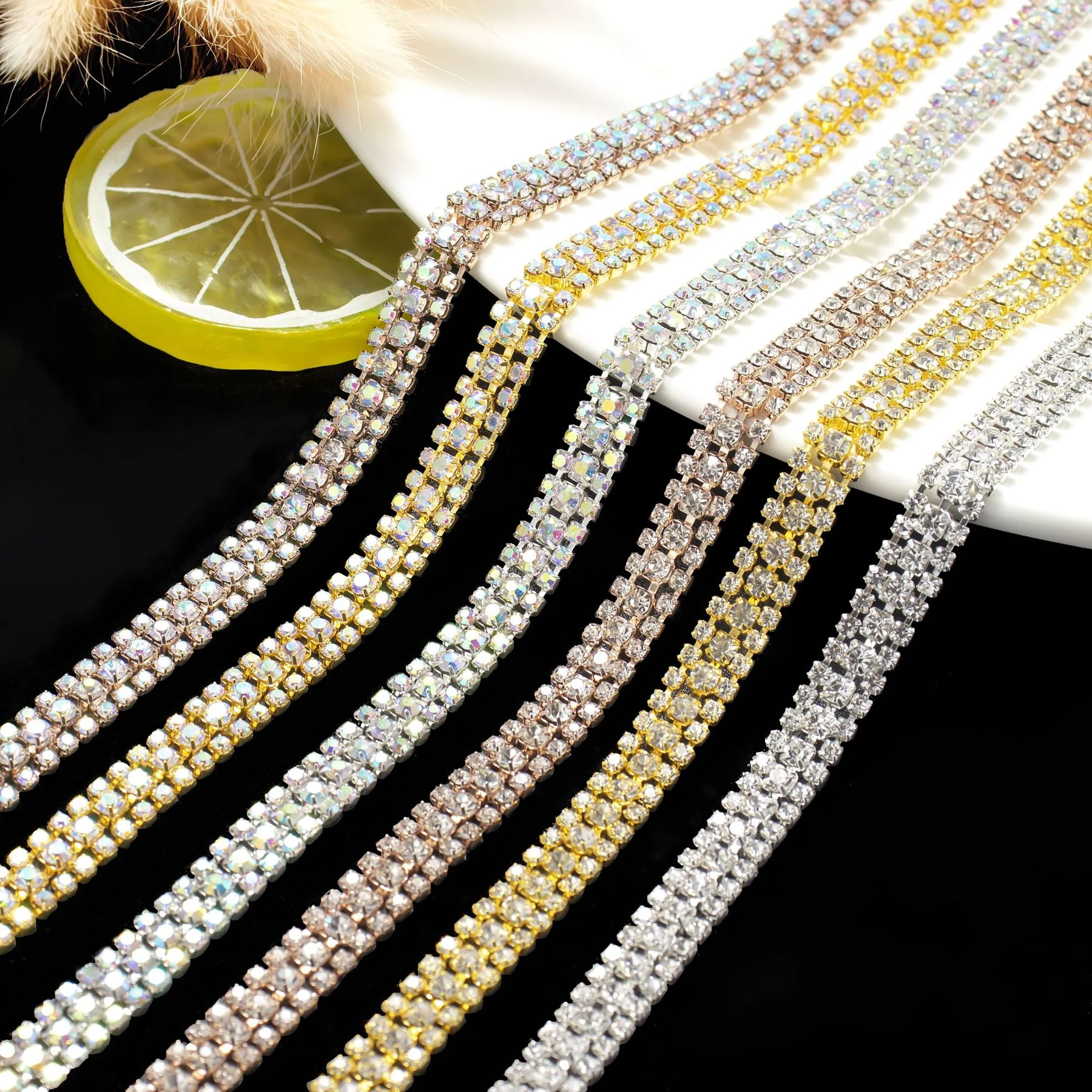 0.9 cm Double-Row AB Rhinestone Chain