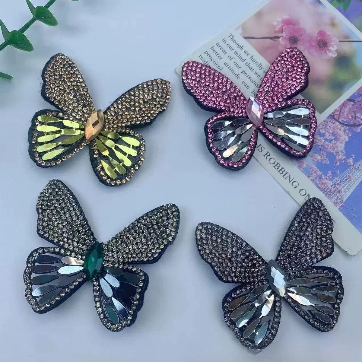 French-Style Rhinestone Flower and Butterfly Accessories