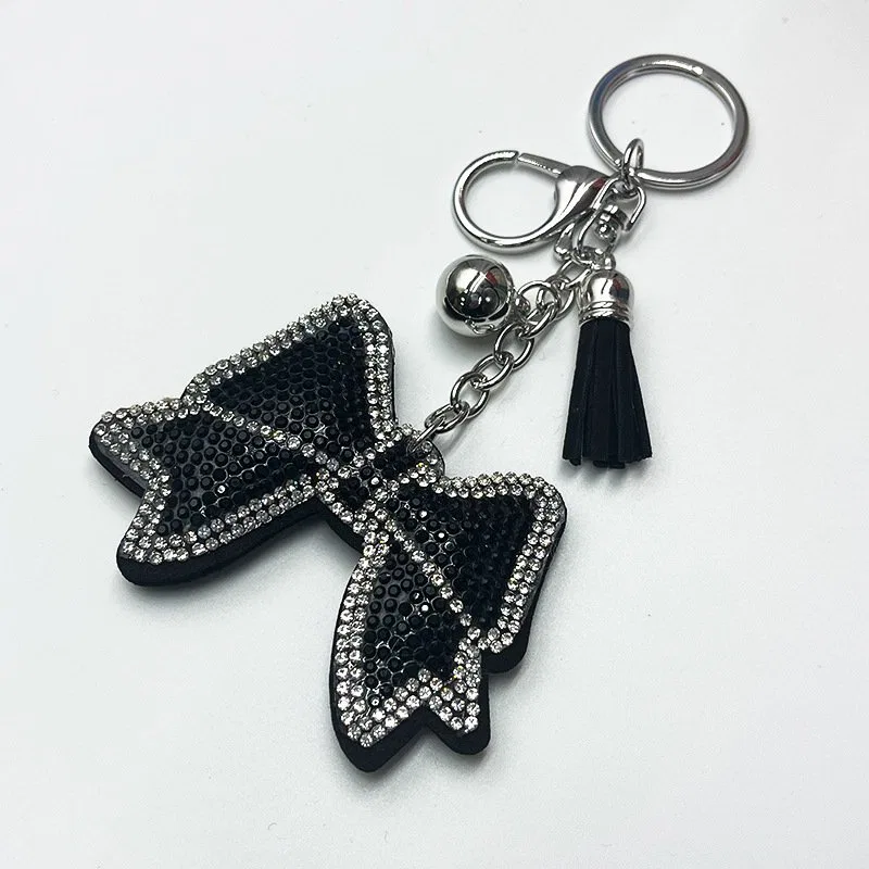 Bright Pink Bow Crystal Bag Charm, view 2