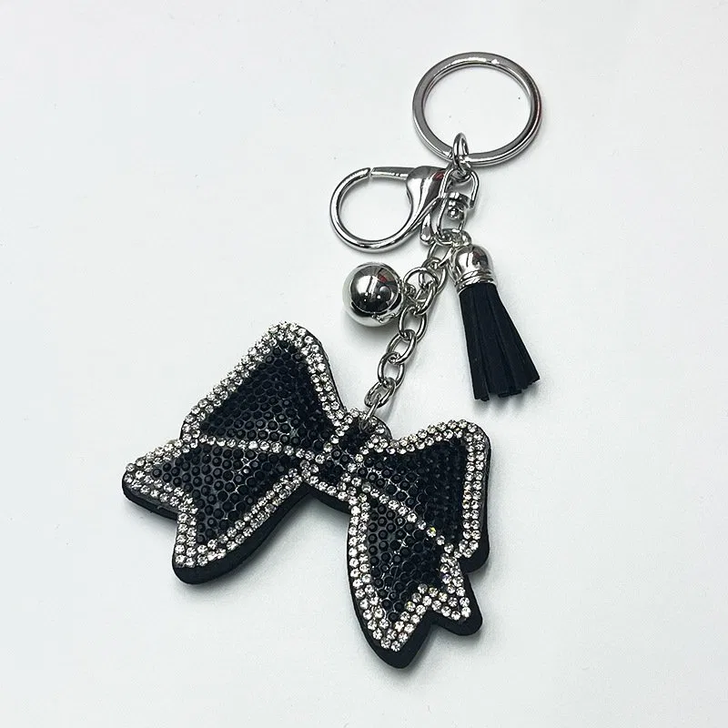 Bright Pink Bow Crystal Bag Charm, view 3