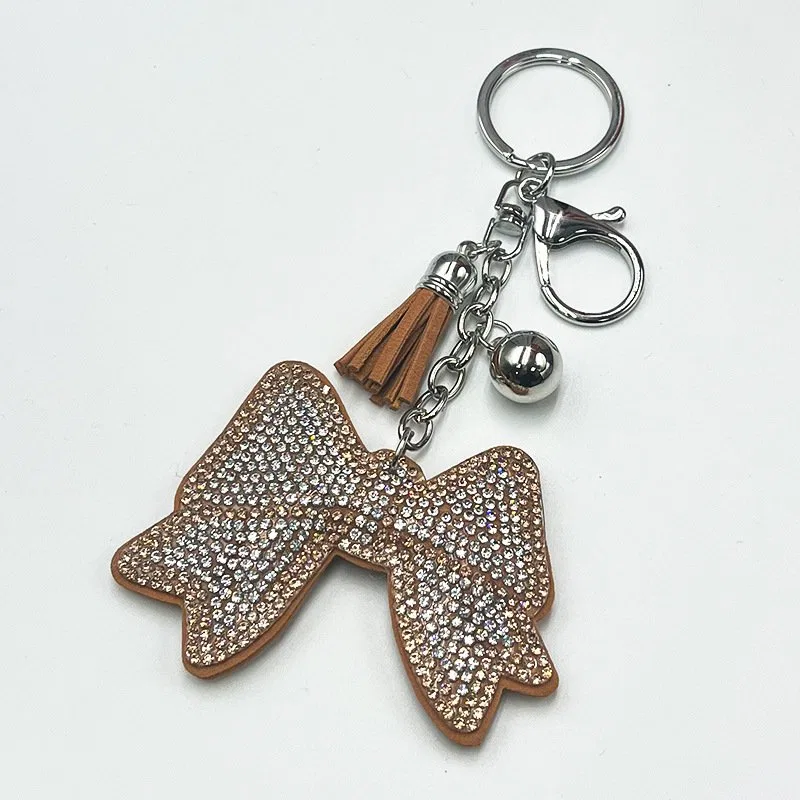 Bright Pink Bow Crystal Bag Charm, view 4