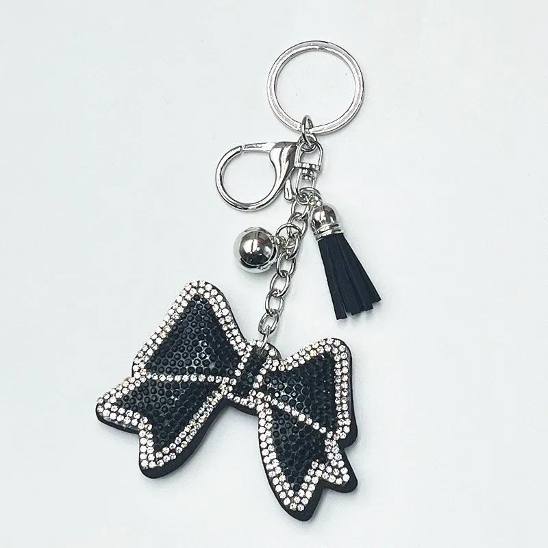 Bright Pink Bow Crystal Bag Charm, view 5