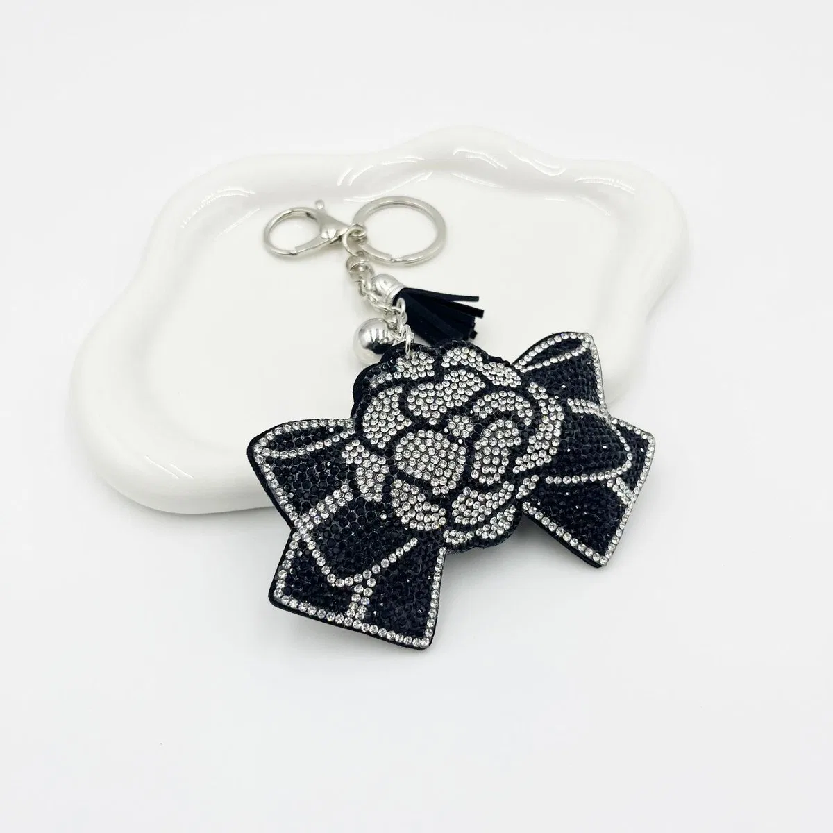 Black Rose and Winged Bow Charm, view 2