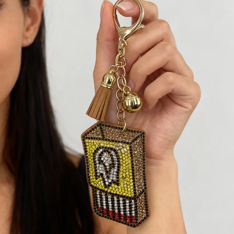 Crystal Matchbox-Shape Bag Charm, view 3