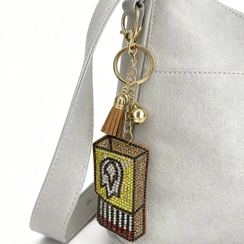 Crystal Matchbox-Shape Bag Charm, view 4