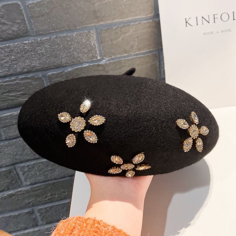Crystal Blossom Wool-Blend Beret, view 6