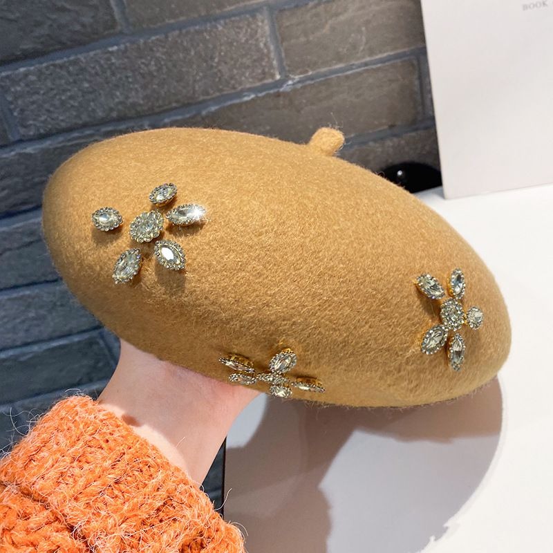 Crystal Blossom Wool-Blend Beret, view 8