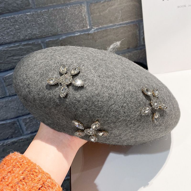 Crystal Blossom Wool-Blend Beret, view 9