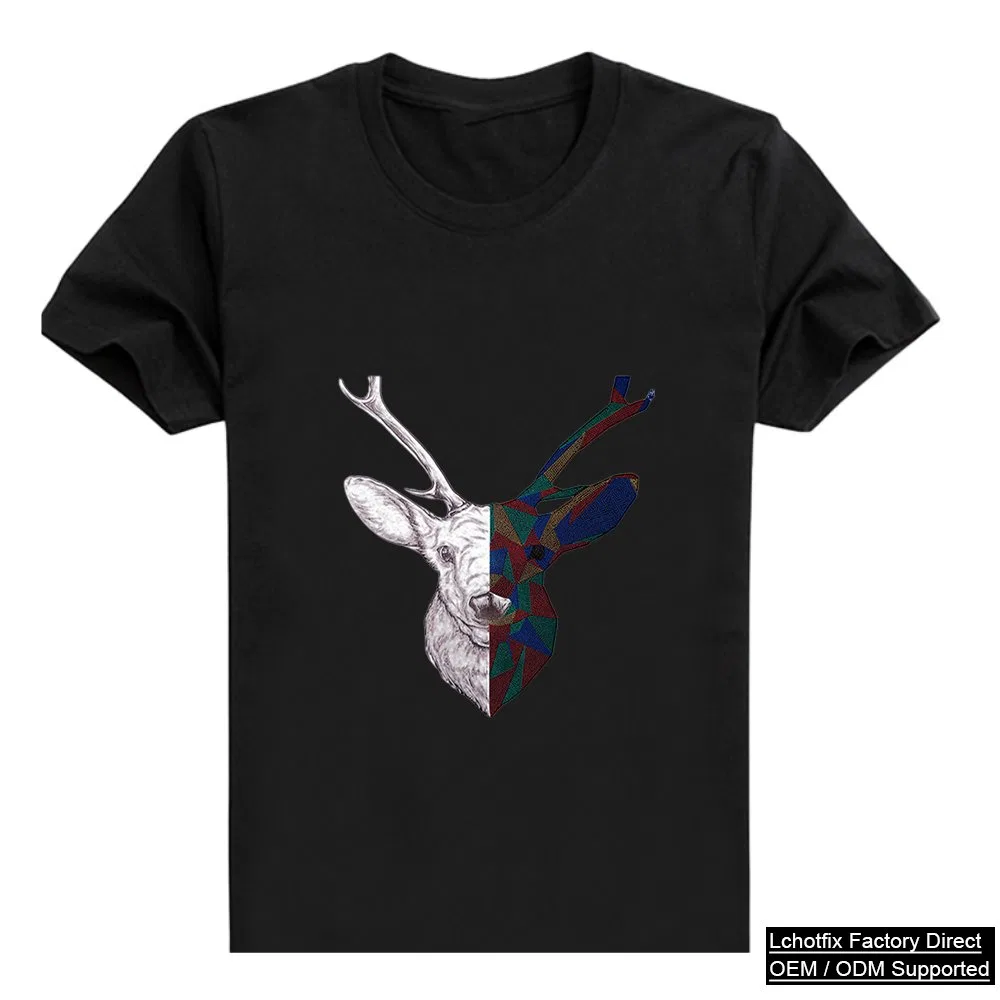 Split-Style Geometric Deer Graphic Tee, view 2