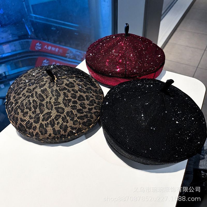 Crystal-Covered PU Beret, view 2