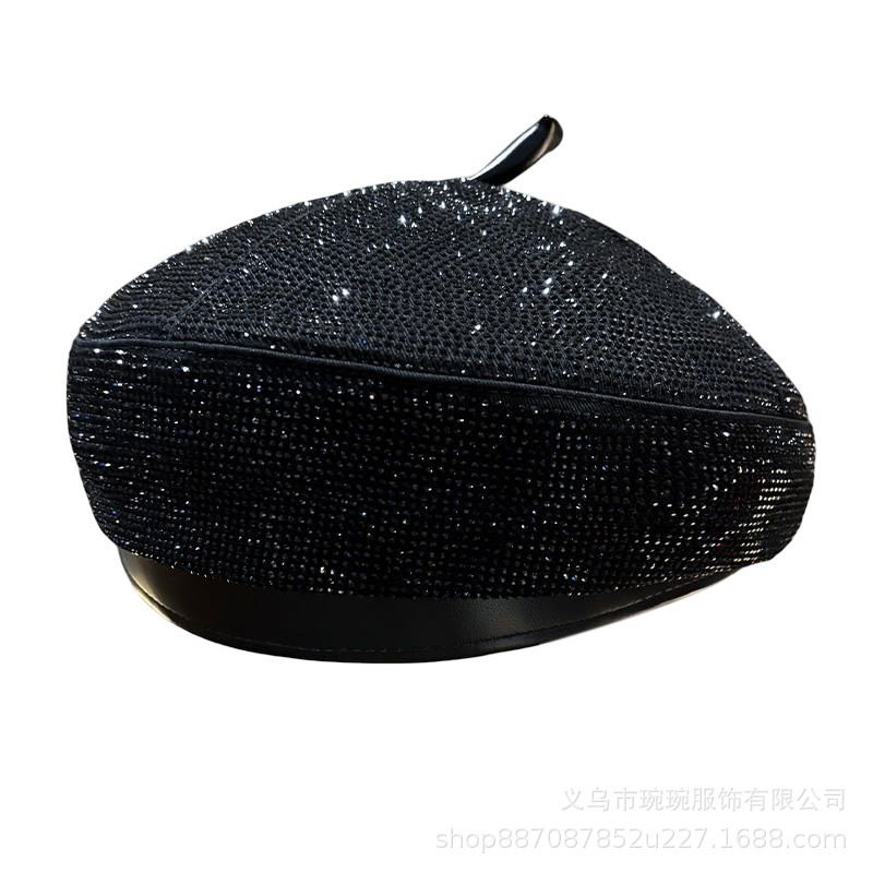 Crystal-Covered PU Beret, view 3