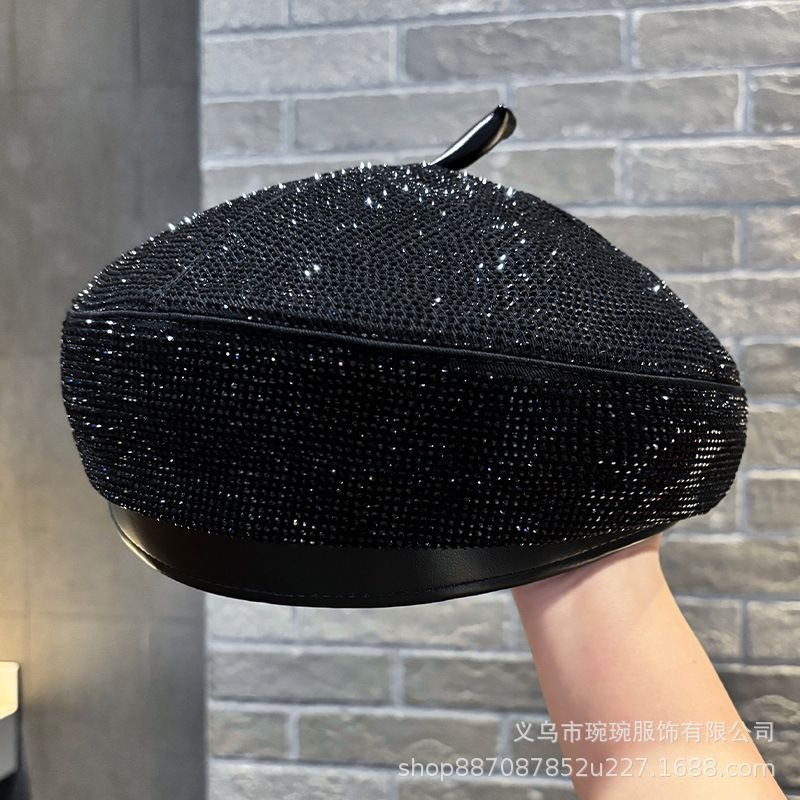 Crystal-Covered PU Beret, view 5