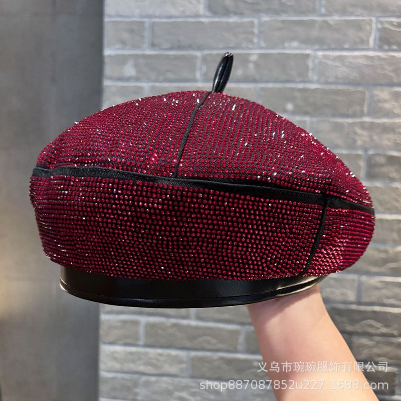 Crystal-Covered PU Beret, view 6