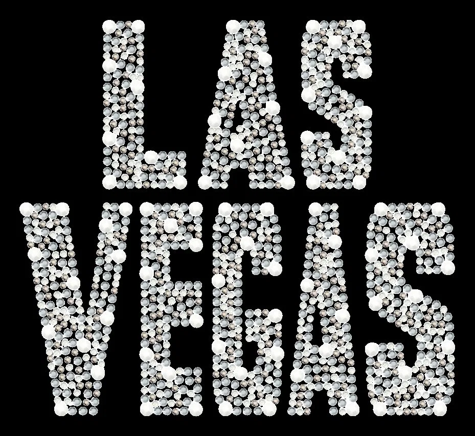 Full crystal LAS VEGAS tee, photographed view 2