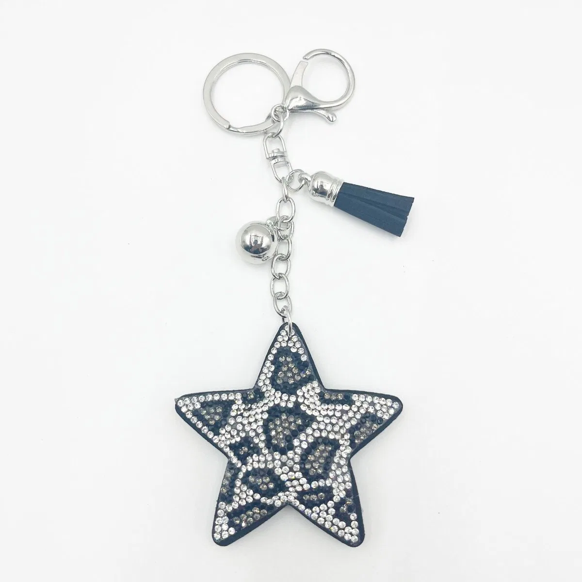 Leopard-Pattern Crystal Star Bag Charm, view 2