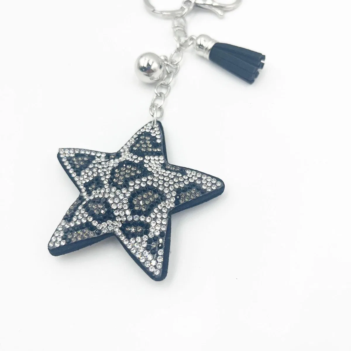 Leopard-Pattern Crystal Star Bag Charm, view 3