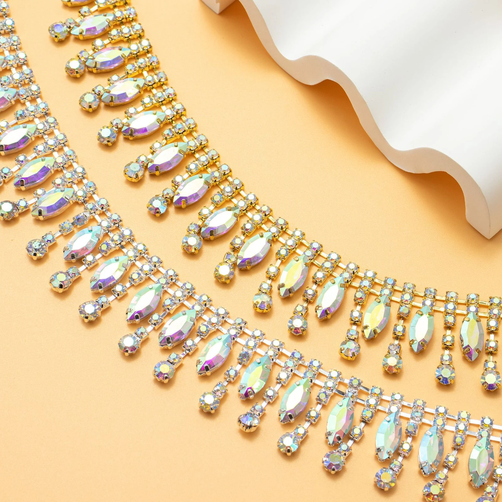 Crystal marquise and teardrop trim reference view 1; identify this view when requesting its exact construction