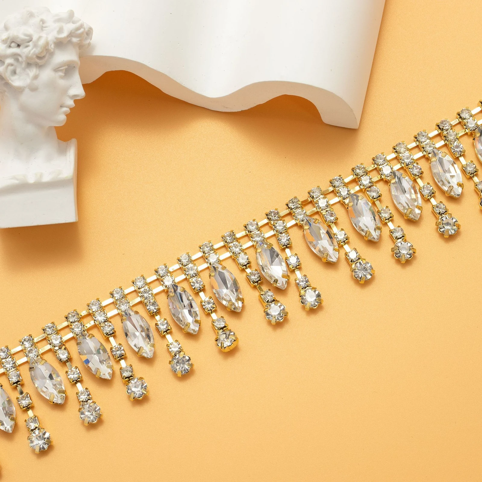Crystal marquise and teardrop trim reference view 6; identify this view when requesting its exact construction