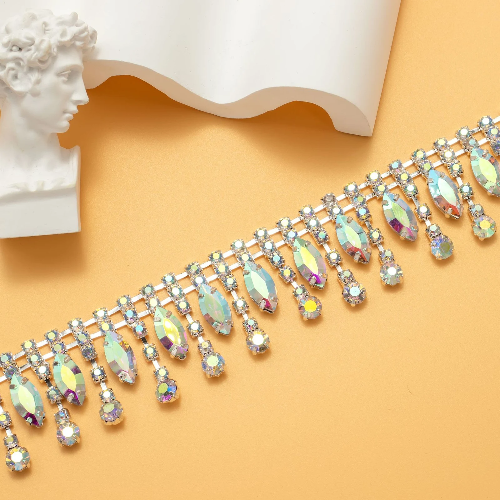 Crystal marquise and teardrop trim reference view 7; identify this view when requesting its exact construction