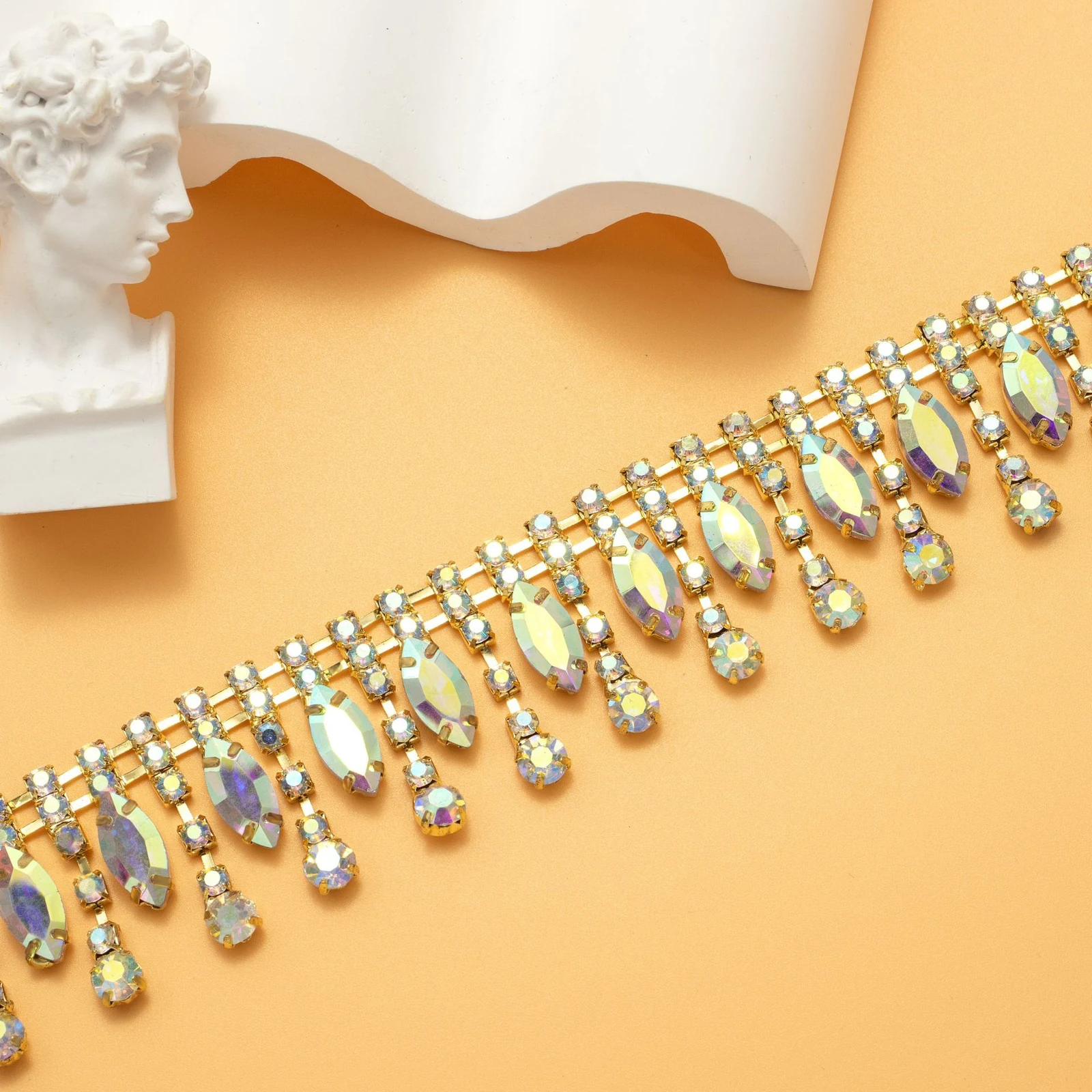 Crystal marquise and teardrop trim reference view 8; identify this view when requesting its exact construction