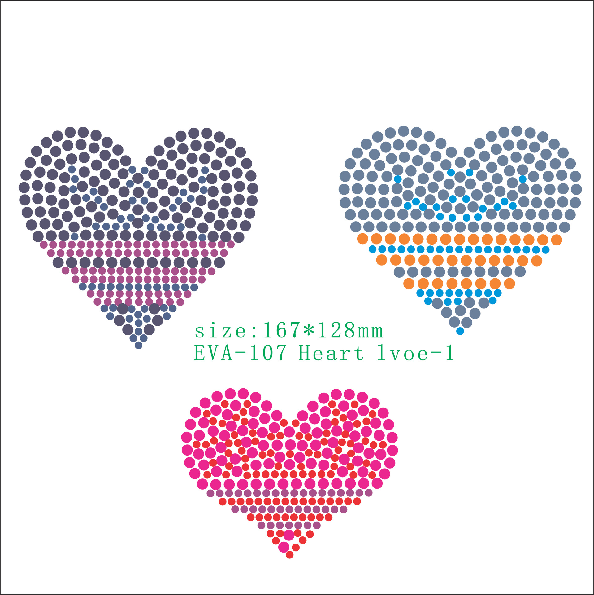Multicolor Octagon Heart Heat Transfer, view 3