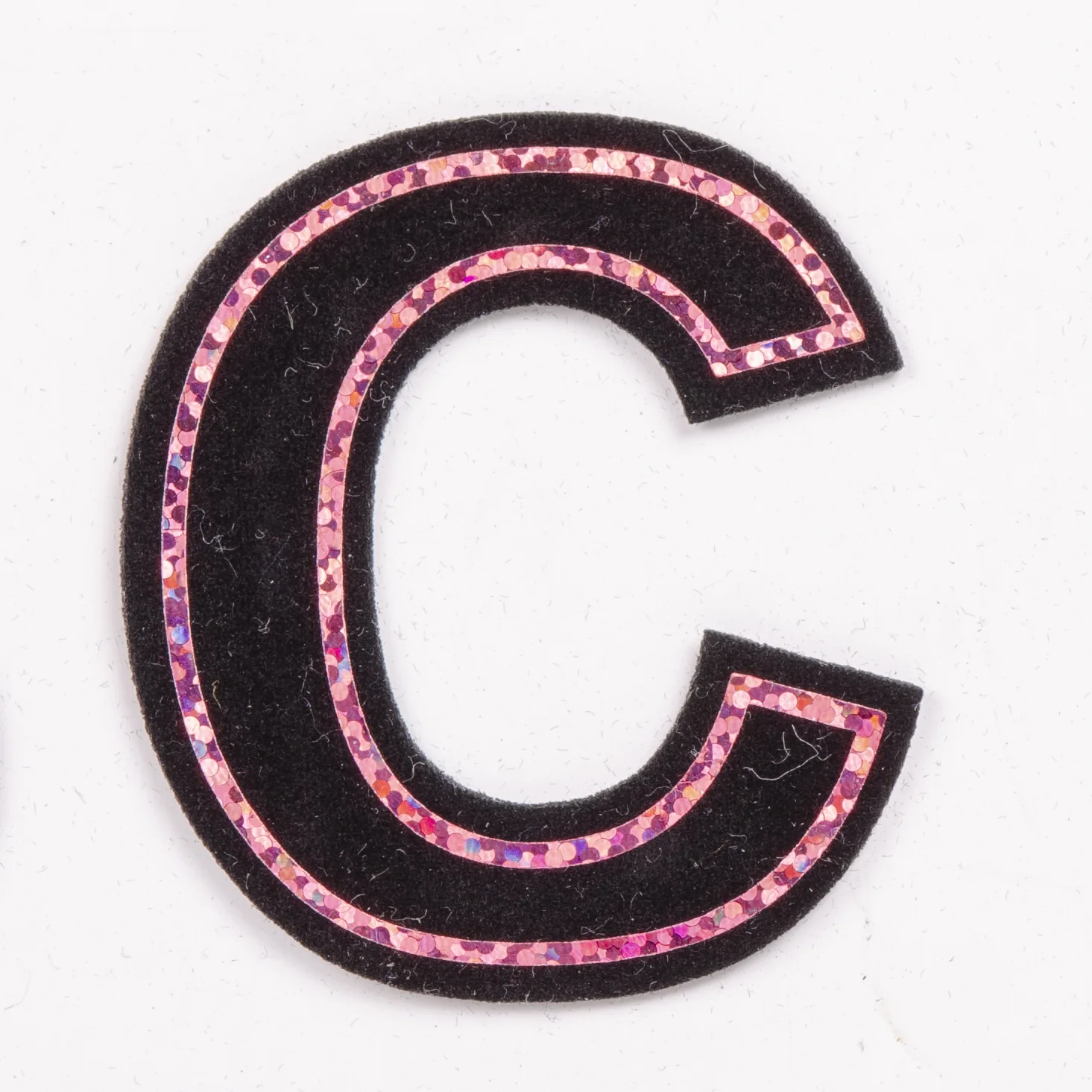 Black Letter Appliques with Pink Metallic Detail, view 3