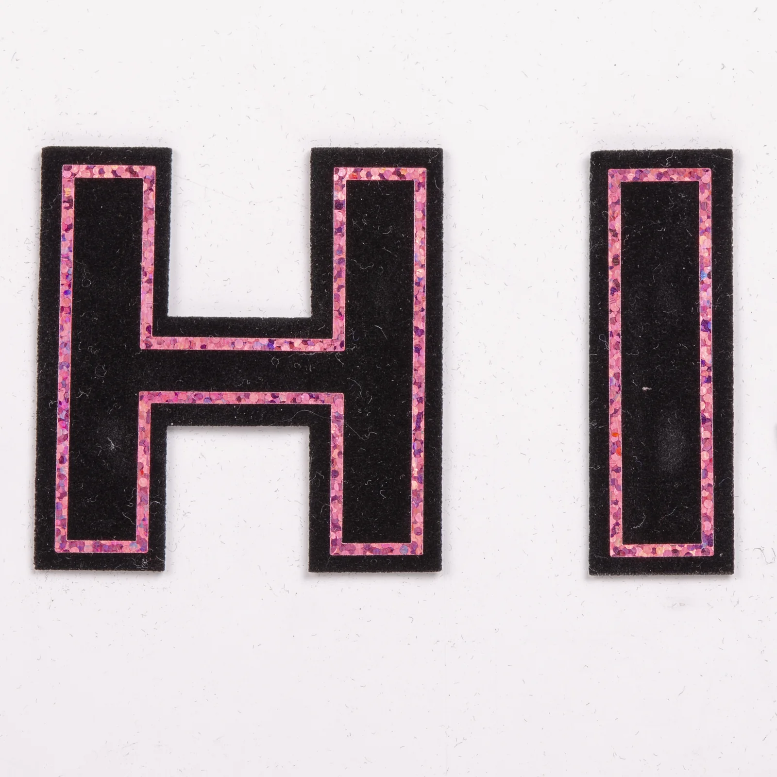 Black Letter Appliques with Pink Metallic Detail, view 6