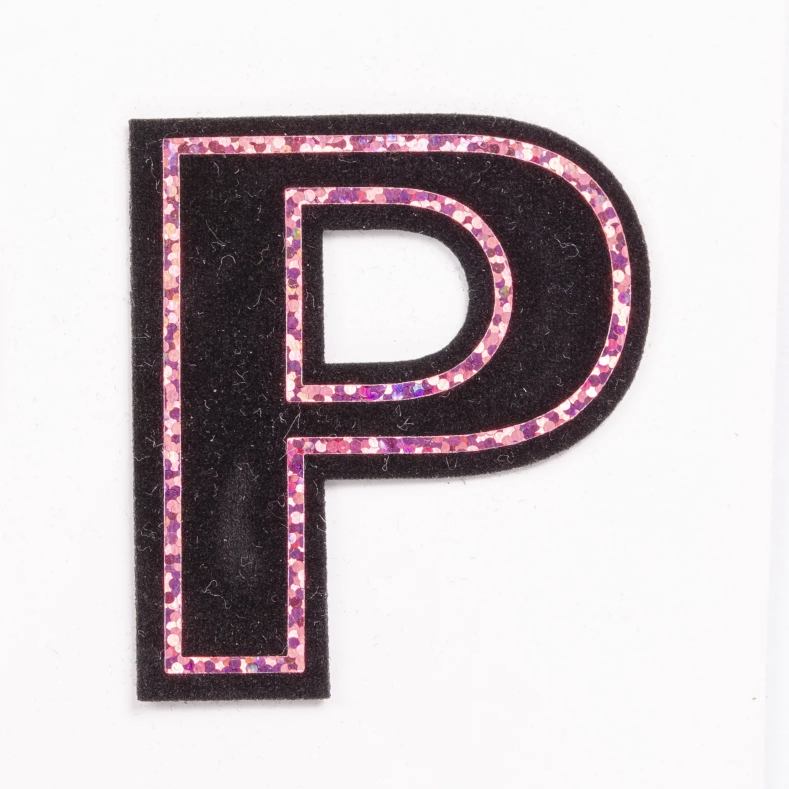 Black Letter Appliques with Pink Metallic Detail, view 12
