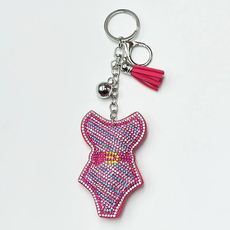 Pink Crystal Swimsuit-Silhouette Bag Charm, view 2