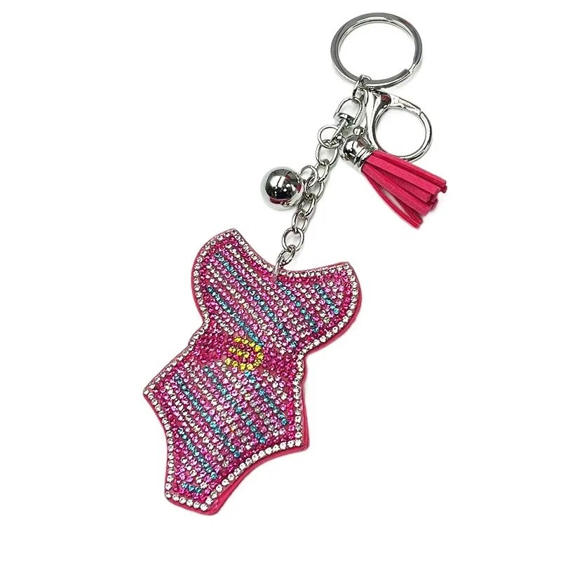Pink Crystal Swimsuit-Silhouette Bag Charm, view 3