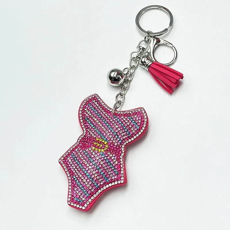 Pink Crystal Swimsuit-Silhouette Bag Charm, view 4