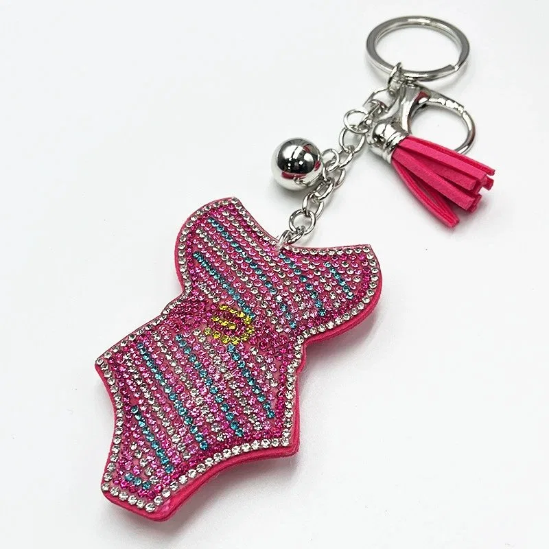 Pink Crystal Swimsuit-Silhouette Bag Charm, view 5