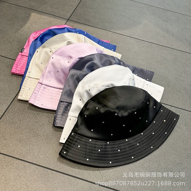 Satin-Look Rhinestone Bucket Hat, view 3